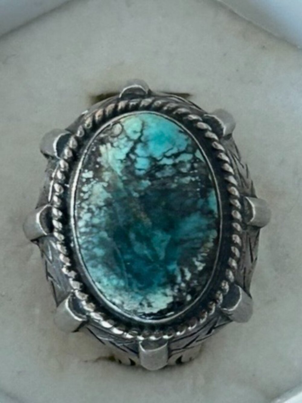Shreve Saville Sterling Silver Turquoise Ring Sz 8 Signed